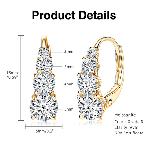 IOGOU Luxury Moissanite Hoop Earrings – 1.86CT 925 Sterling Silver Vintage Style