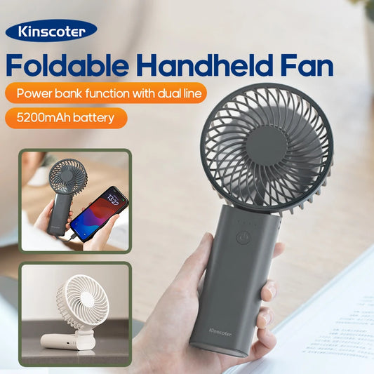 Newest Foldable Handheld Fan - 5200mAh Rechargeable Portable Cooling Fan