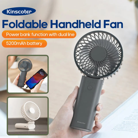 Newest Foldable Handheld Fan - 5200mAh Rechargeable Portable Cooling Fan