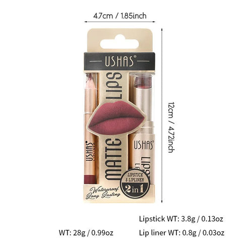 USHAS 12 Color Lip Liner + Lipstick Set