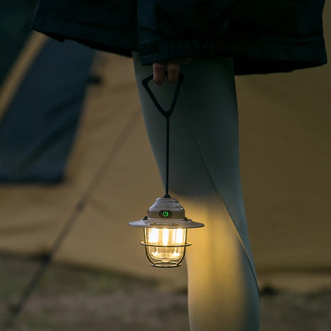 PACOONE Retro Portable Camping Lantern - IPX4 Waterproof Emergency Light for Outdoor Adventures