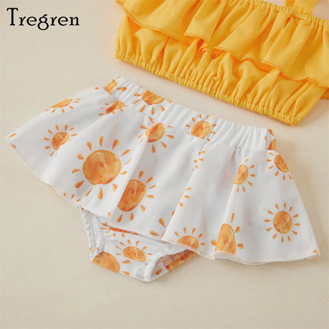 Tregren Babymeisjesbadpak met ruches en tutu-shorts 