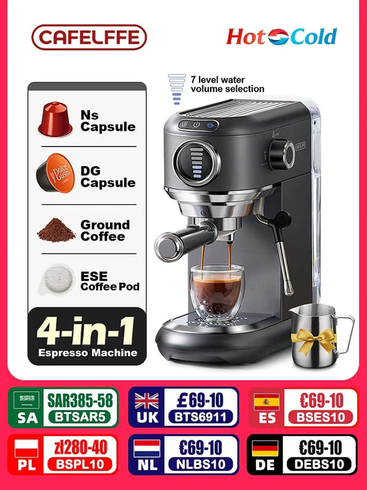 Cafelffe 4-in-1 Coffee Maker: Hot & Cold Espresso Machine