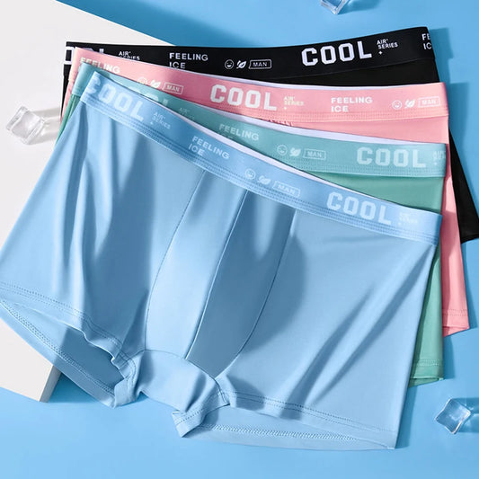 4Pcs Men's Ice Silk Boxer Shorts – Sexy Antibacterial Underwear