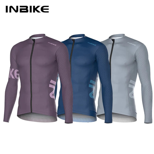 INBIKE Men's Cycling Long Sleeve Breathable MTB Jersey – Comfortable Road Bike Top with Pocket