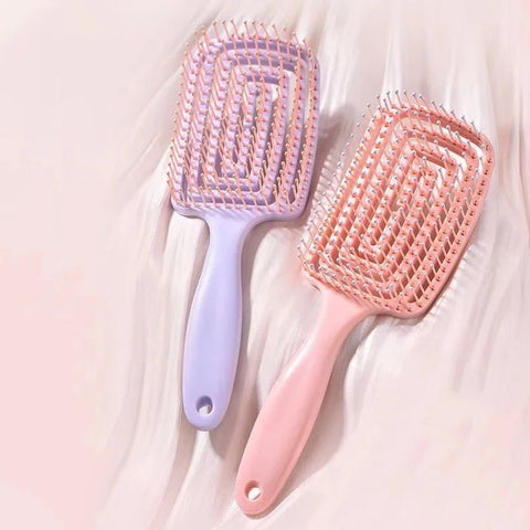 1Pcs Elastic Massage Comb - Hollow Out Hair Brush for Scalp Massage & Quick Detangling