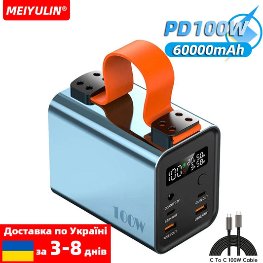 60000mAh Power Bank – 100W USB-C PD/QC/DC Fast-Charge