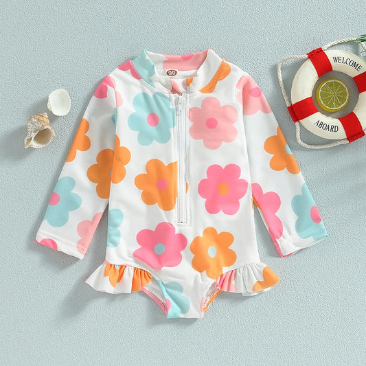 Tregren Floral Print Toddler Swimsuit
