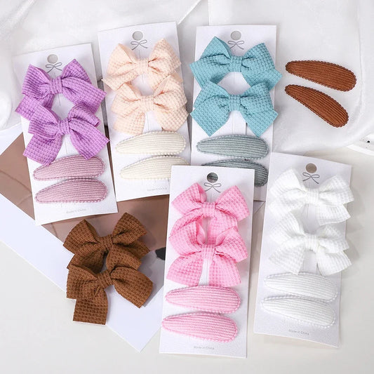 4Pcs Set Cute BB Clip Bows Hair Clips for Baby Girls - Handmade Hair Accessories