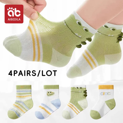 AIBEDILA Kids Soft Cotton Socks – 4 Pairs