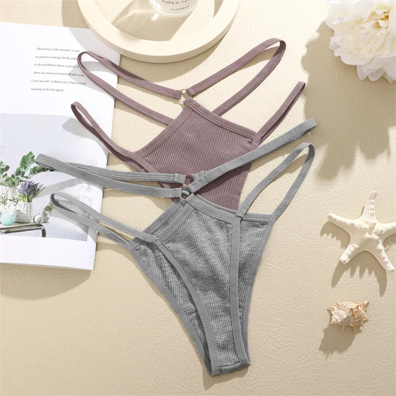 FINETOO 4Pcs Cotton Double Thin Belts Underwear for Women