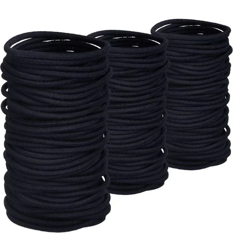 50/100 stuks zeer elastische zwarte haarbanden voor vrouwen en meisjes - perfecte paardenstaarthouders en scrunchies
