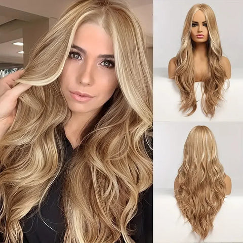 DropShipping EASIHAIR Long Blonde Ombre Synthetic Wigs for Women - Wavy High Density Cosplay Wig