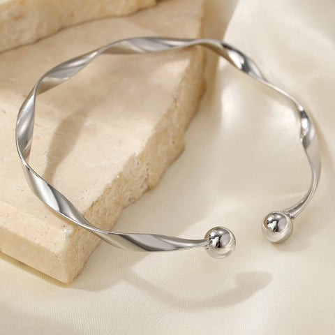Exquisite Stainless Steel Bracelets with Round Bead Design for Women