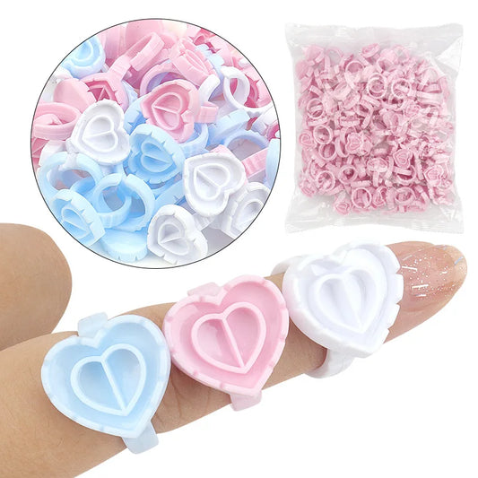 AILEISHI 100Pcs Disposable Eyelash Extension Glue Ring Cups