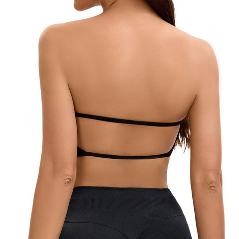 NCLAGEN Backless Bandeau Sports Bra - Stylish Seamless Yoga Crop Top for Women