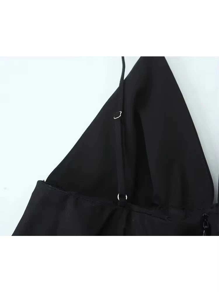 TFMLN Women's Black Off Shoulder A-Line Dress