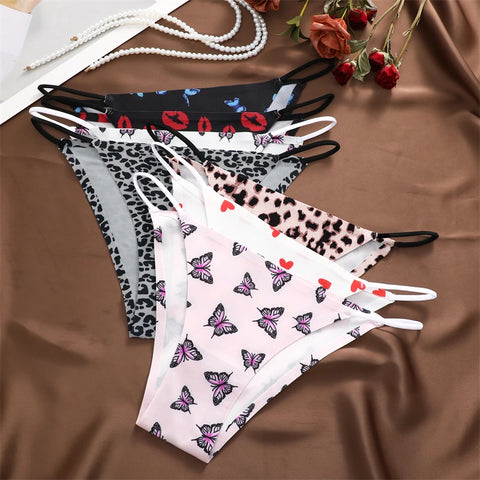 4-delige set naadloze slips met grafische print voor dames