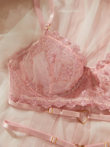 Fancy Women's Lingerie with Delicate Floral Embroidery and Lace - Romantic Erotic Sets
