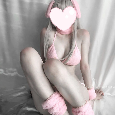 Zoet roze Bunny Girl Bikini-ondergoed 