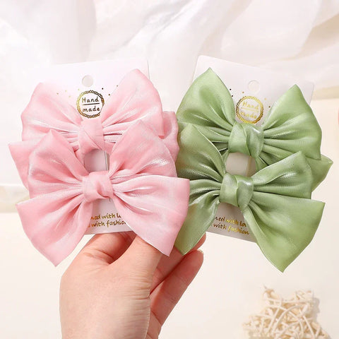 LOVEKIKI 2Pcs Girls Chiffon Hair Clips Cheer Bowknot Hairpin - Stylish and Comfortable Kids Hair Accessories