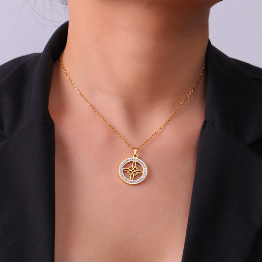 Skyrim Witchcraft Witch Knot Necklace - Stainless Steel Amulet with Clear Zircon Pendant | Perfect Wicca Jewelry Gift