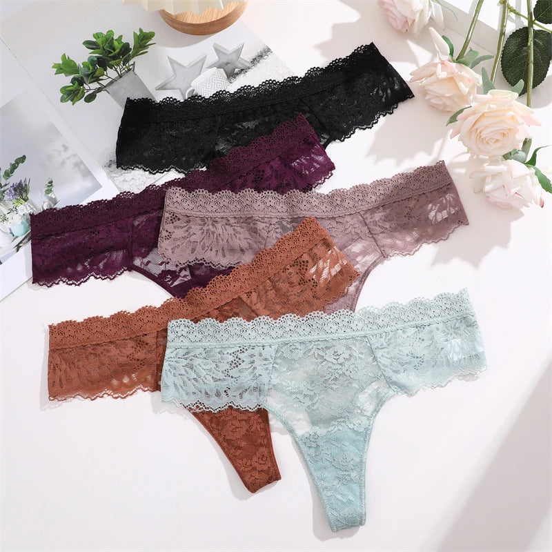 FINETOO 3Pcs Women Lace Hollow Out Underwear