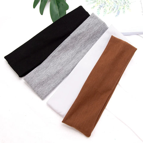 Elastic Cotton HairBand Fashion Headbands for Women and Men - Solid Running, Fitness, Yoga, and Makeup Accessories