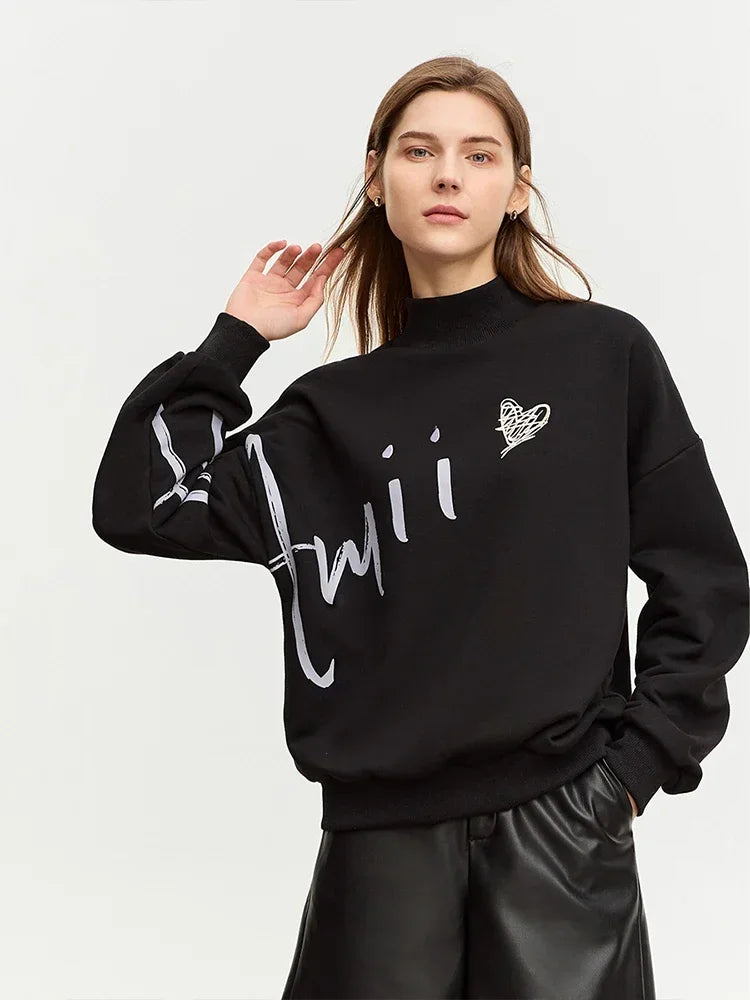 AMII Minimalist Lamb Fleece Hoodie for Women