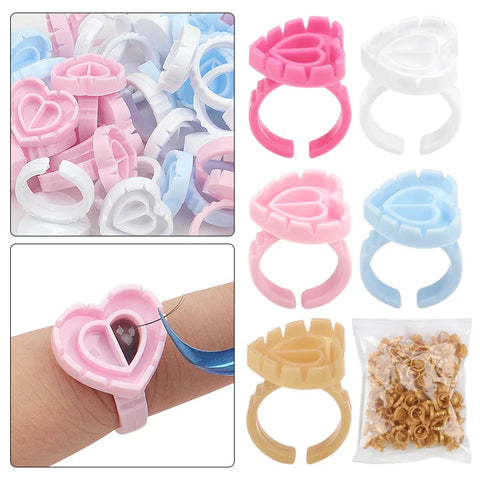 AILEISHI 100Pcs Disposable Eyelash Glue Fan Cup Rings