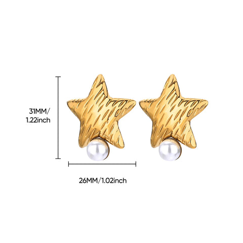 Vintage Pearl Starfish Stainless Steel Stud Earrings - Ocean-Inspired Jewelry for Women