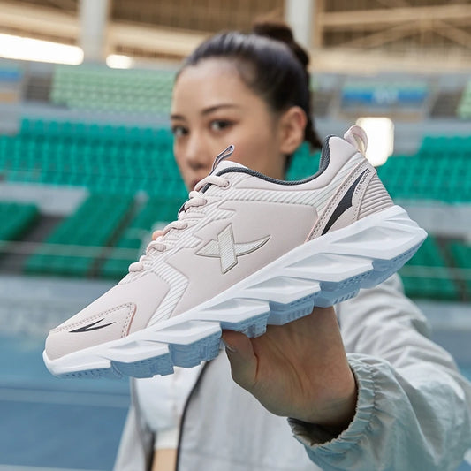 Xtep Women's Non-Slip Running Shoes - Soft Leather Upper and Shock Absorption Sneakers