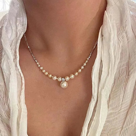 New Fashion Pearl Droplet Necklace for Women - Minimalist Design String Bead Collarbone Chain Wedding Jewelry Gifts