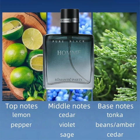 Man Perfumes Classic Pure BLUE Black EAU DE PARFUM with Pheromones - Azure Fragrance Body Spray for Men