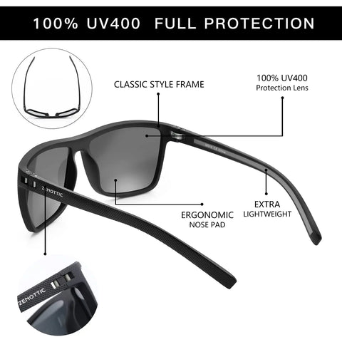 ZENOTTIC Retro Vierkante Gepolariseerde Zonnebril – Ultralichte TR90 UV400 Unisex Zonnebrillen