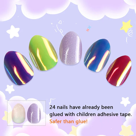 24 Pcs Children Cute Fake Nails