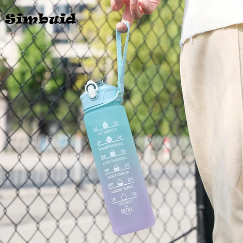 Gradient Color Sports Bottle with Time Scale – 600ML/750ML/1000ML Portable Fitness Mug