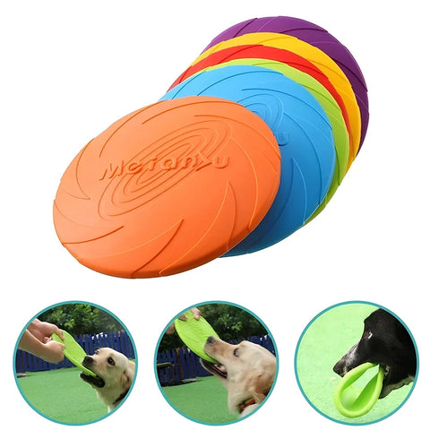 Silicone Flying Disc Dog Toy - Multicolor, Durable Chew Toy for Outdoor Fun