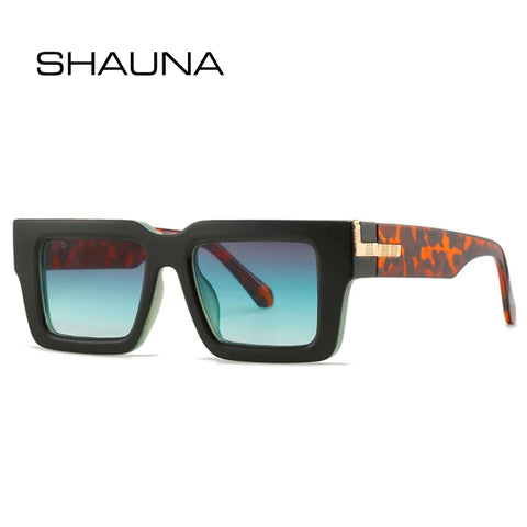 SHAUNA Retro Vierkante Zonnebril – Luipaard Gradiënt UV400 Unisex Zonnebrillen