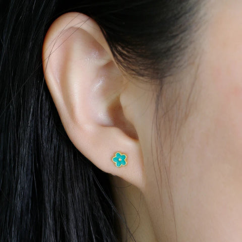 WANTME 925 Sterling Silver Flower Screw Bead Stud Earrings