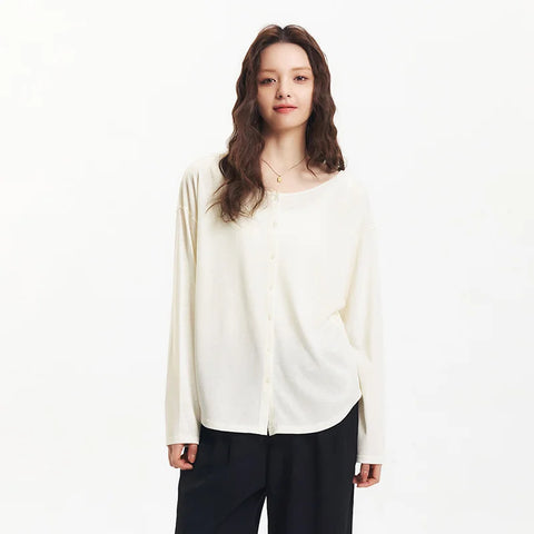 Semir Long Sleeve T-Shirt Women U Neck Cardigan