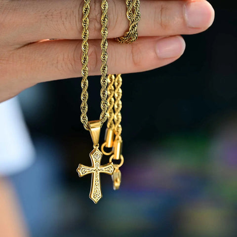 Hip Hop Cross Necklace for Men and Women - Stainless Steel Chic Pendant for Christian Style