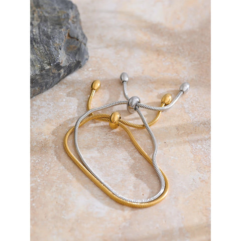 Yhpup Fashion Exquisite Basic Chain Pull-out Adjustable Bracelet Bangle - Gold Platinum Plated Daily Jewelry Gift