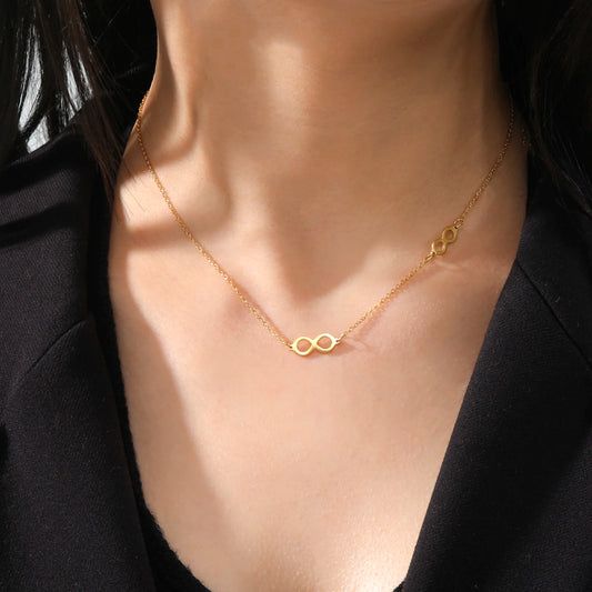 Skyrim Fashion Simple Infinite Shaped Choker Necklace for Women - Stainless Steel Lucky Number Eight Necklaces - Perfect 2025 Gift