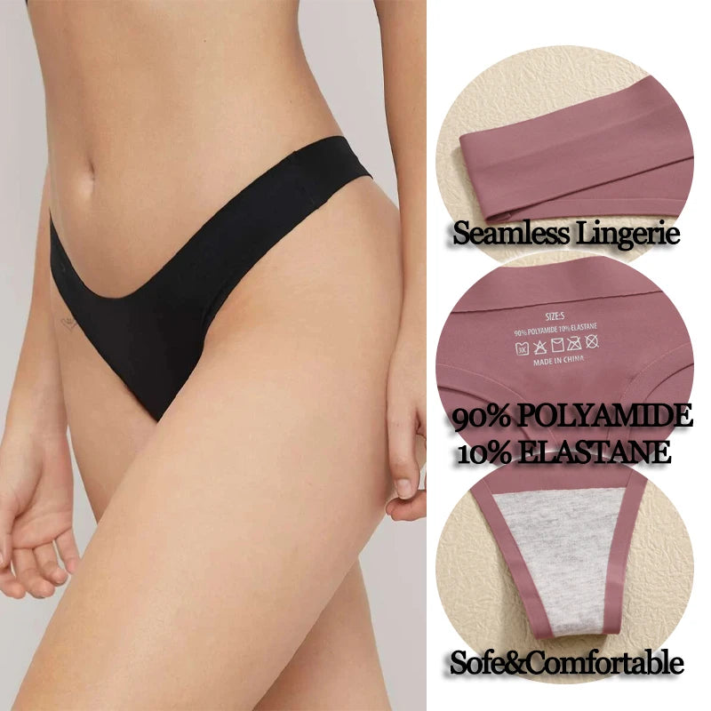 FINETOO 4PCS Silk Satin Seamless Underwear
