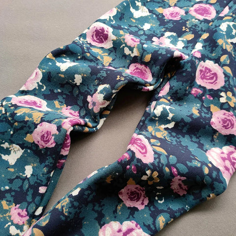 Vintage Floral Fleece Leggings for Girls