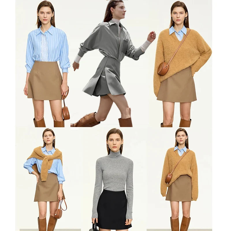 AMII Minimalism Casual Skirts for Women