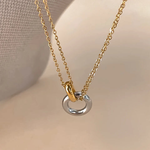 eManco 316L Stainless Steel Two-Color Pendant Necklaces for Women - Trendy Chokers for Fashion Festivals and Parties
