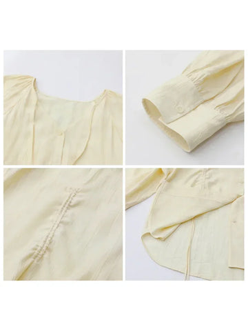 CHIC VEN Women Loose Lace Up Shirt