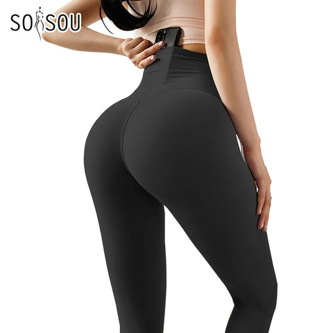 SOISOU Women's High Waist Nylon Tights with Hidden Pocket - 42 Colors
